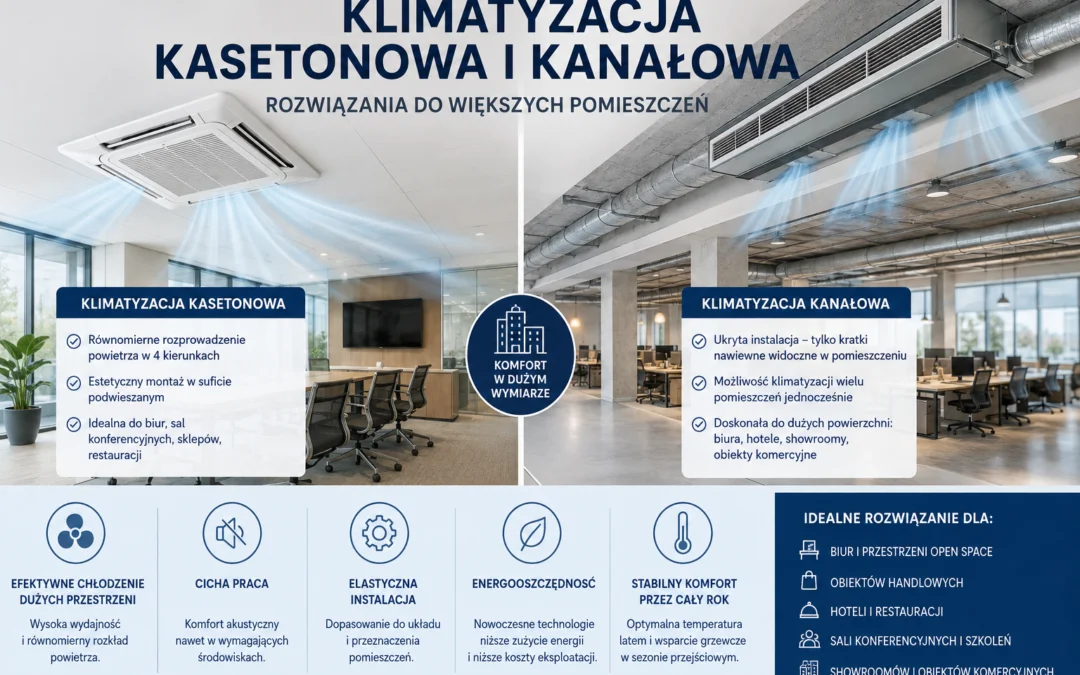 Klimatyzacja kasetonowa i kanałowa – rozwiązania do większych pomieszczeń