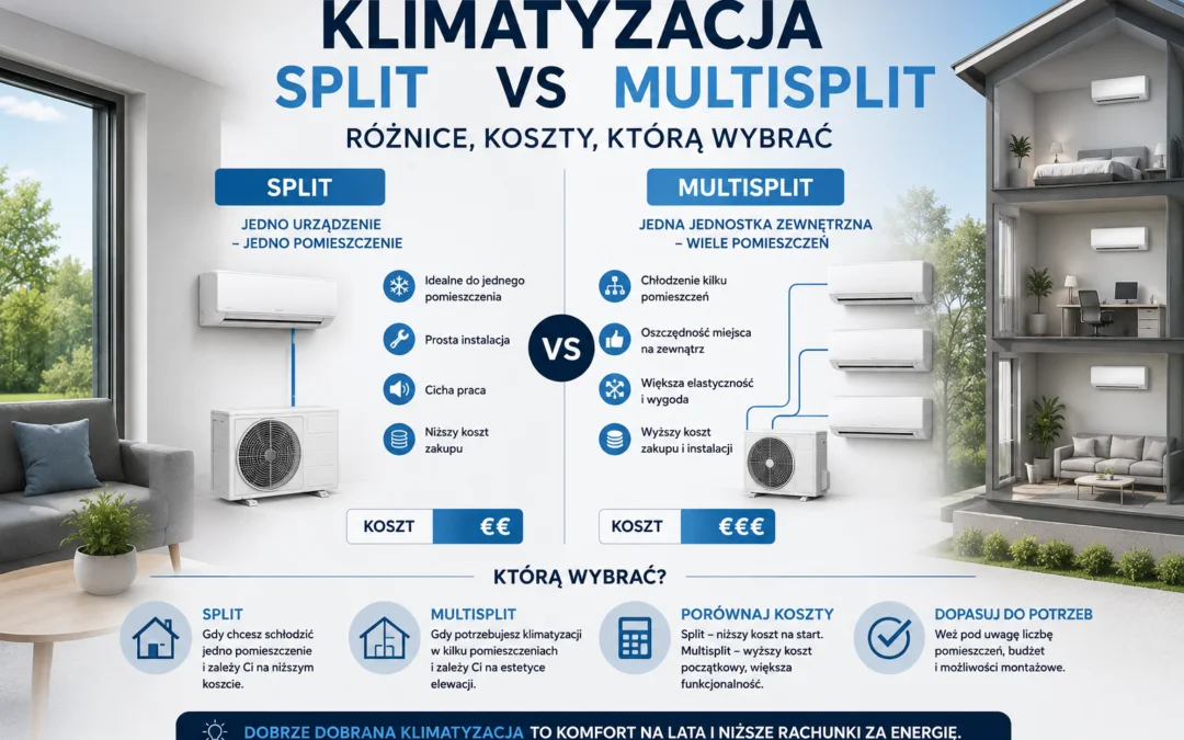 Klimatyzacja split vs multisplit – różnice, koszty, którą wybrać